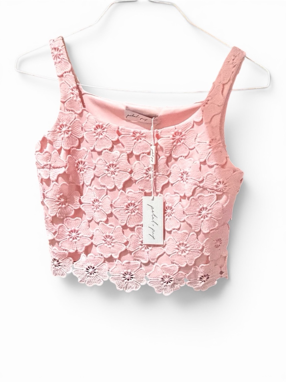 Petal & Pup Pink Floral Lace Crop Top - Picture 2 of 9